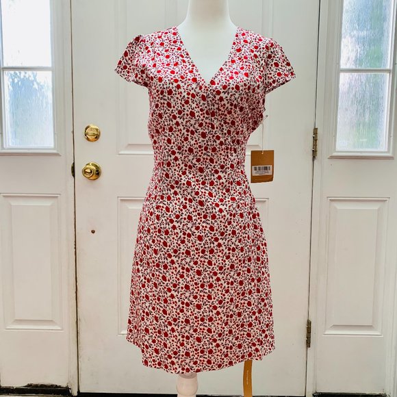 Reformation Dresses & Skirts - REFORMATION BRIANNE EDEN FLORAL RED AND WHITE WRAP DRESS